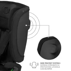 Seggiolino auto FIX2GO Black con Sensore elettronico di installazione SAFERIDE SENSOR - bambini 76-150 cm (15m-12anni)