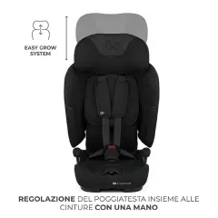 Seggiolino auto FIX2GO Black con Sensore elettronico di installazione SAFERIDE SENSOR - bambini 76-150 cm (15m-12anni)