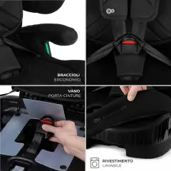 Seggiolino auto FIX2GO Black con Sensore elettronico di installazione SAFERIDE SENSOR - bambini 76-150 cm (15m-12anni)