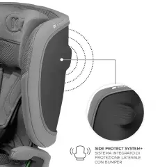 Seggiolino auto FIX2GO Grey con Sensore elettronico di installazione SAFERIDE SENSOR - bambini 76-150 cm (15m-12anni)