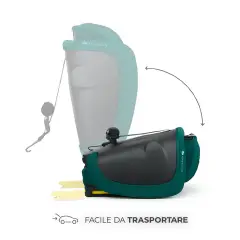 Seggiolino auto FIX2GO Green con Sensore elettronico di installazione SAFERIDE SENSOR - bambini 76-150 cm (15m-12anni)