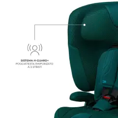 Seggiolino auto FIX2GO Green con Sensore elettronico di installazione SAFERIDE SENSOR - bambini 76-150 cm (15m-12anni)