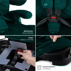 Seggiolino auto FIX2GO Green con Sensore elettronico di installazione SAFERIDE SENSOR - bambini 76-150 cm (15m-12anni)