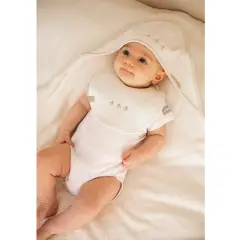 Newborn Baby Towel with Hood and Glove Cream - Bathrobes