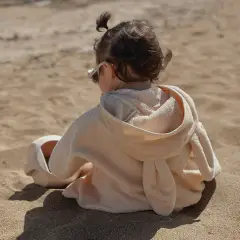 Newborn Towel With Ears + Glove 75X75 Sand - Bathrobes