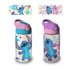 Stitch Borraccia Trasparente Con Cannuccia 480ml - regalo e gadget valigeria