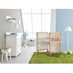 Lettino Evolutivo Trasformer Pali Bianco/Naturale 9in1 con Tessile Righe Beige - collezioni