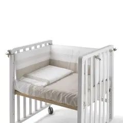 Lettino Evolutivo Trasformer Pali Bianco/Naturale 9in1 con Tessile Righe Beige - collezioni