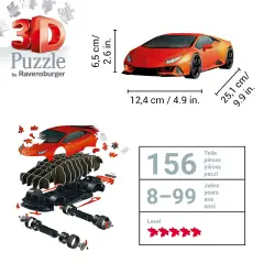 Puzzle 3D Lamborghini Huracan Evo - Arancione - puzzle 3d