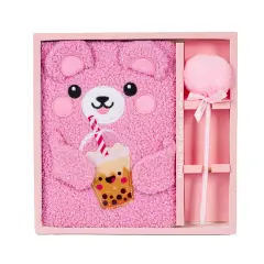 Block Notes A5 Con Penna Pom Pom Peluche - regalo e gadget valigeria