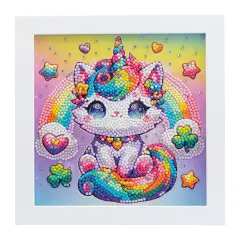 Quadro Crystal Art Kawaii Unicorno con Cuori Diamantiny - creatività