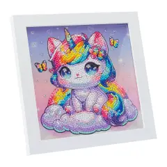 Quadro Crystal Art Kawaii Gattino Unicorno con Farfalle Diamantiny - creatività
