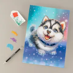 Quadro Crystal Art Diamantiny Level Up Husky con 3000 Gemme - regalo e gadget valigeria