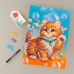 Quadro Crystal Art Diamantiny Level Up Gatto Rosso con 3000 Gemme - regalo e gadget valigeria