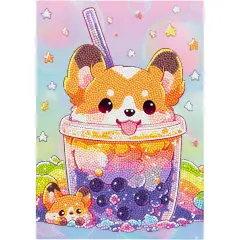 Quadro Crystal Art Diamantiny Level Up Boba Tea Doggy con 3000 Gemme - regalo e gadget valigeria