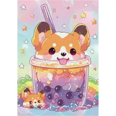 Quadro Crystal Art Diamantiny Level Up Boba Tea Doggy con 3000 Gemme - regalo e gadget valigeria