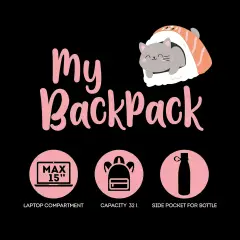 Zaino My Backpack Sushi Cat Legami 32L con Scomparto Laptop - zaini americani