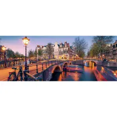 Puzzle 1000 Pezzi Panorama Una Sera Ad Amsterdam New - Puzzle in cartone