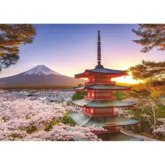 Puzzle 1000 Pezzi Ciliegi In Fiore E Monte Fuji - Puzzle in cartone