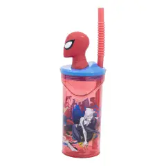 Bicchiere Con Cannuccia 3D Spiderman - regalo e gadget valigeria