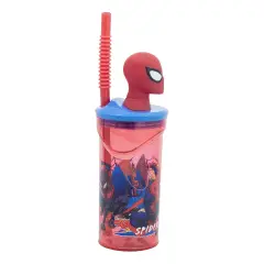 Bicchiere Con Cannuccia 3D Spiderman - regalo e gadget valigeria
