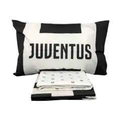 Completo Lenzuola Juventus FC 1 Piazza - Bianco Nero in Cotone 100% Ufficiale - regalo e gadget valigeria