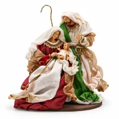 Natività King con Base H40cm in Tessuto Verde Rosso - presepi