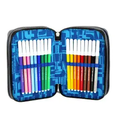 Astuccio Scuola Completo Seven 3 Zip Camo Shade Blu - astucci colori