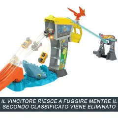 Hot Wheels RacerVerse Jurassic World - Pista Corsa con 2 Veicoli Die-Cast - Veicoli, garage e piste