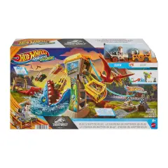 Hot Wheels RacerVerse Jurassic World - Pista Corsa con 2 Veicoli Die-Cast - Veicoli, garage e piste
