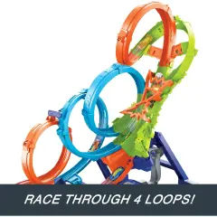 Hot Wheels Mega Loop Super Scontri - Pista con Booster e 3 Loop - Veicoli, garage e piste