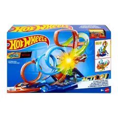 Hot Wheels Mega Loop Super Scontri - Pista con Booster e 3 Loop - Veicoli, garage e piste