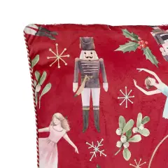 Cuscino Natale Schiaccianoci Lukas 45x45 Effetto Velluto Rosso - addobbi casa