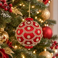 Sfera Natalizia con Strass Crystal Rossa - addobbi albero
