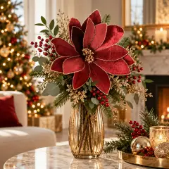 Poinsettia Calipso Fiore Natalizio 50cm Bordeaux - fiori e ghirlande