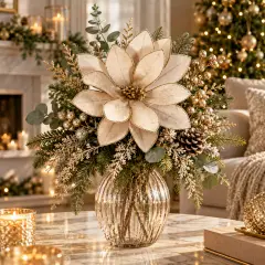 Poinsettia Calipso Fiore Natalizio 50cm Champagne - fiori e ghirlande