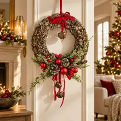 Corona Hilma con Campanello Decorazione Natalizia Large Rossa - fiori e ghirlande