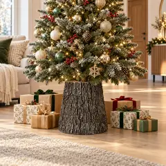 Base Albero Tronco Legno Natale 33x35 - basi albero