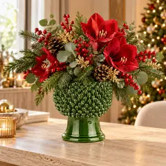 Vaso Pigna Classica Natale In Ceramica H26,5 Verde - addobbi casa