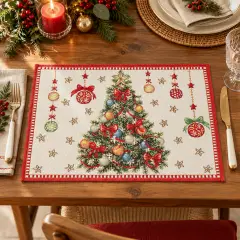 Tovaglietta Natalizia Mabel Bianco con Albero di Natale 48x33 - addobbi casa