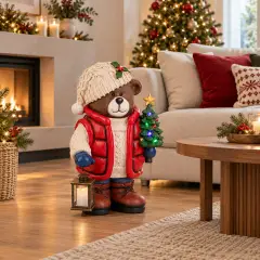 Orso Natalizio Chatfield con Pino con LED - addobbi casa