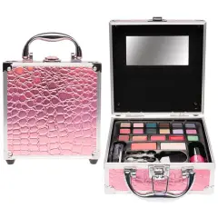 Mini Beauty Case In Alluminio Con Copertura In Coccodrillo Rosa - bellezza e accessori