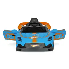 Auto Elettrica di Hot Wheels 12V con Sedile in Similpelle, Luci LED, Portiere Apribili - auto
