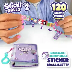 Sticki Rolls - Sticki Band Braccialetto Con Adesivi Kawaii E Libretto - creatività