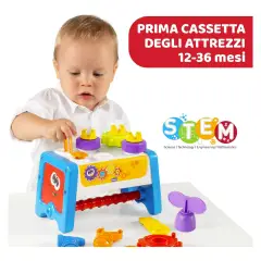 Chicco Cassetta degli Attrezzi 2 in 1, Banco da Lavoro per Bambini con Attrezzi Giocattolo - varie