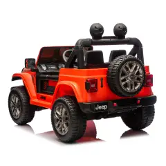 Jeep Wrangler Rubicon Auto Elettrica, Licenza Ufficiale, Telecomando e Luci LED, Arancio - auto