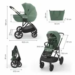 Trio Prime 3 Dark Green 3in1 Kinderkraft - trio e modulari