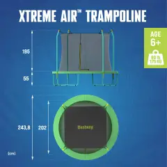 Trampolino Elastico Xtreme Air Da Esterno 2,44x2,50 M Verde - Equilibrio e coordinamento