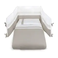 Lettino Evolutivo Trasformer Pali Bianco/Naturale 9in1 con Tessile Righe Tortora - collezioni
