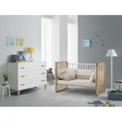 Lettino Evolutivo Trasformer Pali Bianco/Naturale 9in1 con Tessile Righe Tortora - collezioni